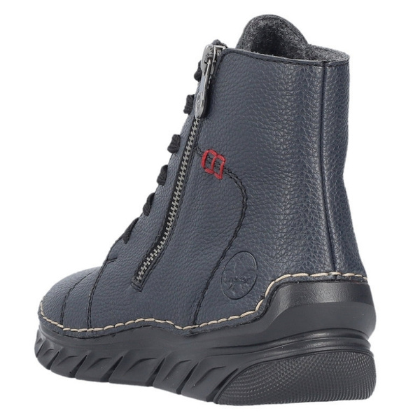 Granatowe Botki trzewiki damskie Rieker 55034-14 blue ciepłe zimowe