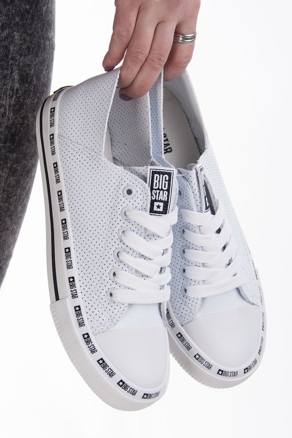 Białe trampki ażurowe damskie eko skórzane Big Star FF274024 white