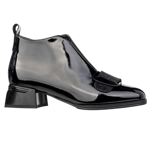 Botki lakierowane damskie Artiker 57C1037 czarne skórzane ocieplone