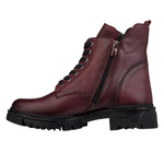 Bordowe botki na grubej podeszwie Artiker 57C2297 skórzane ocieplone