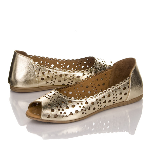 Ażurowe baleriny Open Toe Venezia A040LEBROBA118 złote buty damskie
