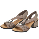 Wsuwane Sandały na klocku damskie Rieker 64677-64 beige beżowe