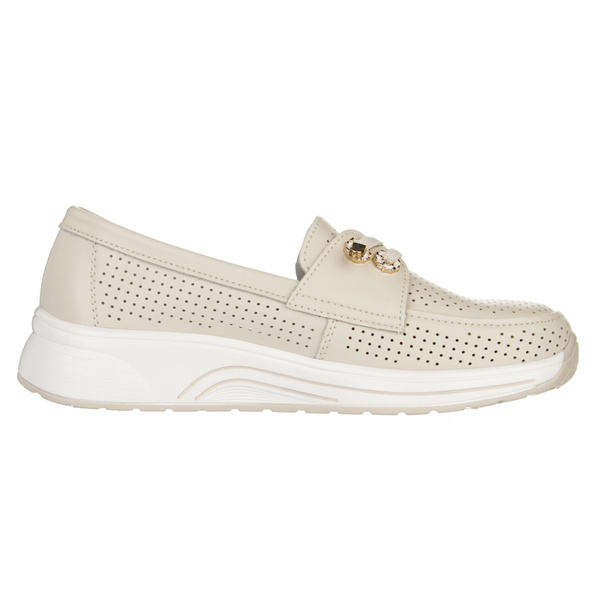 Beżowe półbuty ażurowe damskie Artiker 56C2102 beige skórzane