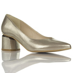 Niskie złote czółenka damskie Kotyl 0553 złoty ef skórzane buty ślubne