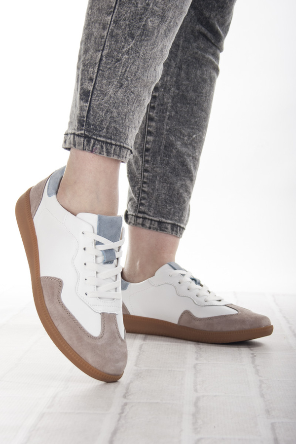 Białe sneakersy damskie skórzane T. Sokolski 224 WH/BLUE sportowe 