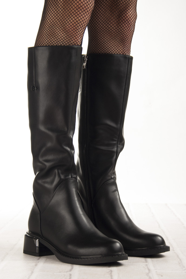 Kozaki damskie skórzane D&A by S.Barski CR52-110 black czarne