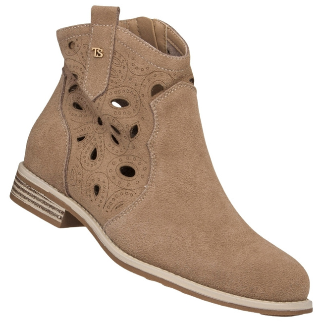 Skórzane Kowbojki damskie T.Sokolski HX Z25-166 beżowe ażurowe