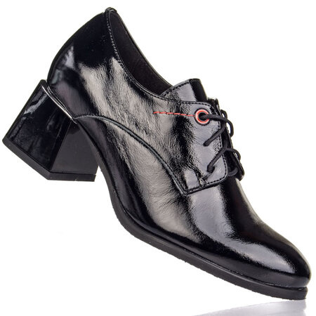 Półbuty na obcasie Lemar 20154 naplak czarny