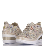 Ażurowe półbuty na koturnie T. Sokolski AMI W26-150 FL BE skórzane