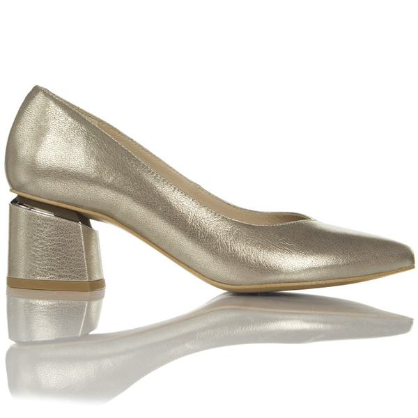 Niskie złote czółenka damskie Kotyl 0553 złoty ef skórzane buty ślubne