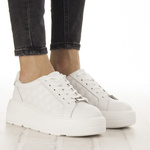 Białe sneakersy na platformie damskie skórzane Filippo DP7285/25 WH
