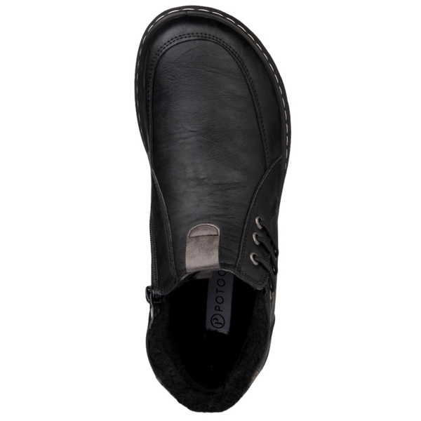Czarne Botki damskie Potocki 90349BK ocieplone na haluksy wygodne