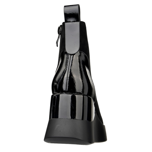 Zamszowe Botki damskie na koturnie D&A S.Barski MR52-106 czarne