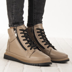 Skórzane Botki damskie Artiker 54C0786 capuccino beżowe ciepłe