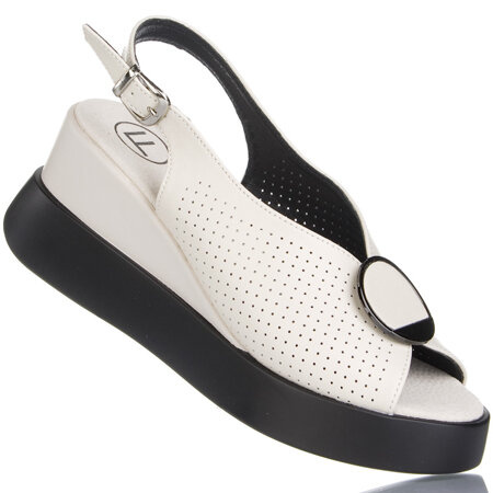 Sandały na koturnie damskie z ozdobą Filippo DS6074/25 BE beżowe