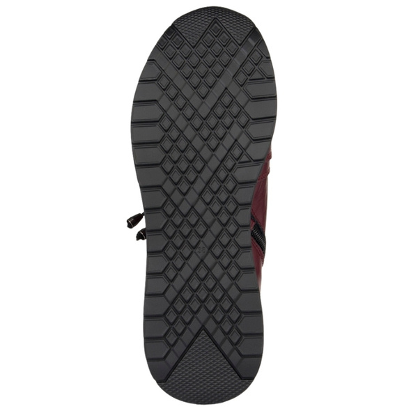 Bordowe Botki na platformie damskie Filippo DBT7168/25 BG skórzane