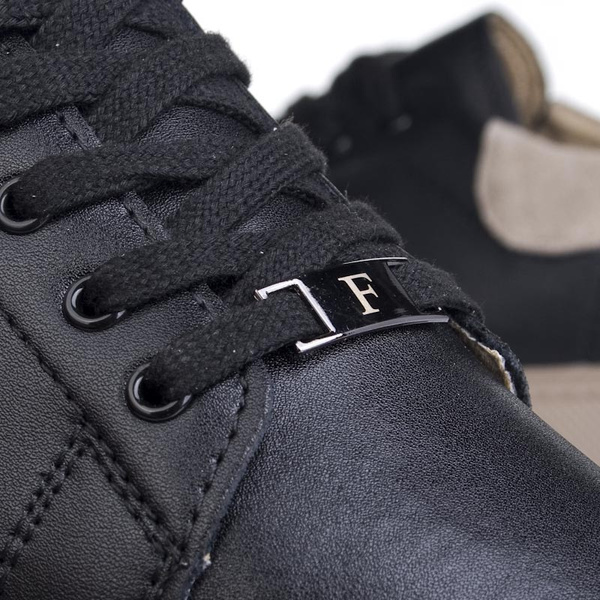 Czarne sneakersy damskie Filippo DP6119 BK BE skórzane na platformie