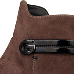 Botki damskie na obcasie S.Barski CR52-650 brown brązowe skórzane