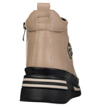 Beżowe Botki na platformie damskie Filippo DBT4215/25 TP skórzane