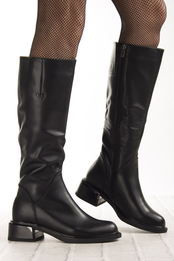 Kozaki damskie skórzane D&A by S.Barski CR52-110 black czarne