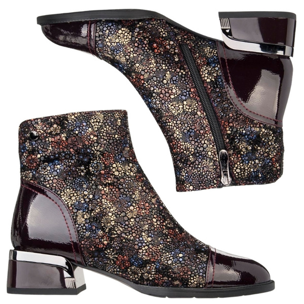 Botki damskie Barski CR42-695 brown wielokolorowe płaski obcas