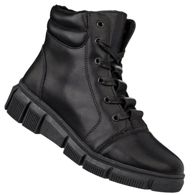 Skórzane Trzewiki damskie T.Sokolski Z25-250 czarne na platformie ocieplone