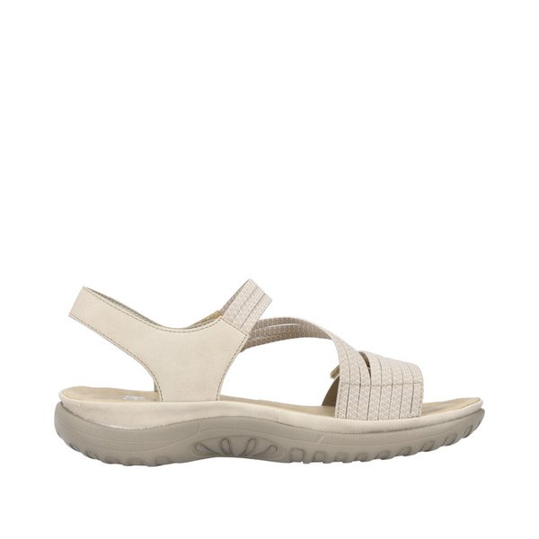 Sandały damskie na rzepy beżowe Rieker 64870-62 Beige z gumkami