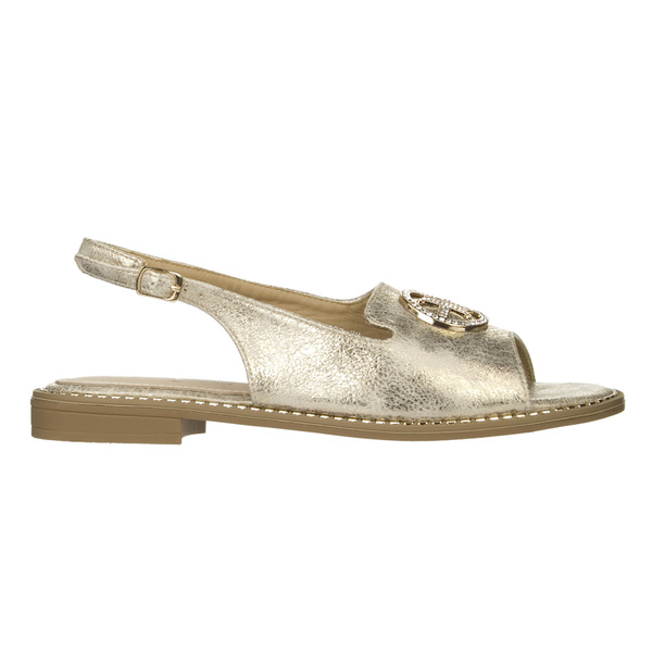 Złote sandały damskie S. Barski 002 LT.GOLD skórzana wkładka