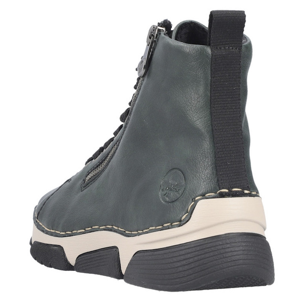Zielone Botki damskie Rieker 45920-54 green sneakersy na grubej podeszwie