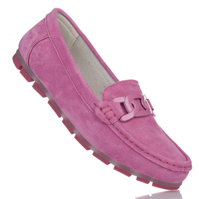 Różowe mokasyny skórzane damskie Filippo DP3630/25 FH fuksja lekkie