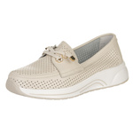 Beżowe półbuty ażurowe damskie Artiker 56C2102 beige skórzane