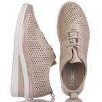 Ażurowe półbuty na koturnie T. Sokolski AMI W26-150 SGREY szare skórzane