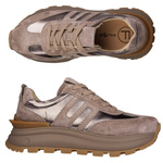 Beżowe sneakersy na platformie damskie Filippo DP7408 TP skórzane