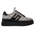 Szaresneakersy na platformie damskie Filippo DP6743/25 BK skórzane