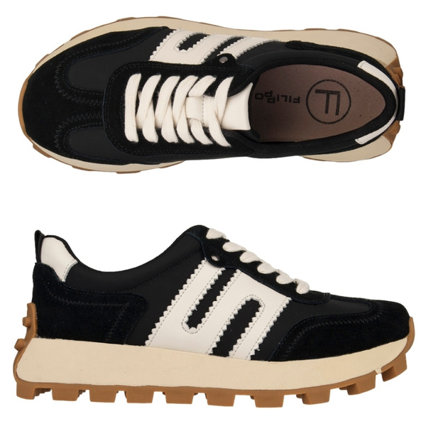 Czarne sneakersy na platformie damskie Filippo DP6743/25 BK skórzane