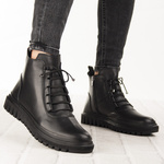 Botki czarne damskie skórzane Artiker 55C1528 ocieplane trzewiki zimowe