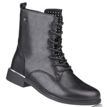 Botki damskie skórzane wiązane Filippo DBT4747/25 BK D czarne