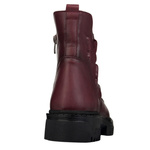 Bordowe botki na grubej podeszwie Artiker 57C2297 skórzane ocieplone