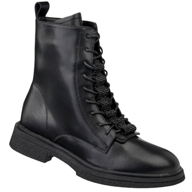 Skórzane trzewiki damskie Filippo DBT7250/25 BK czarne ocieplone