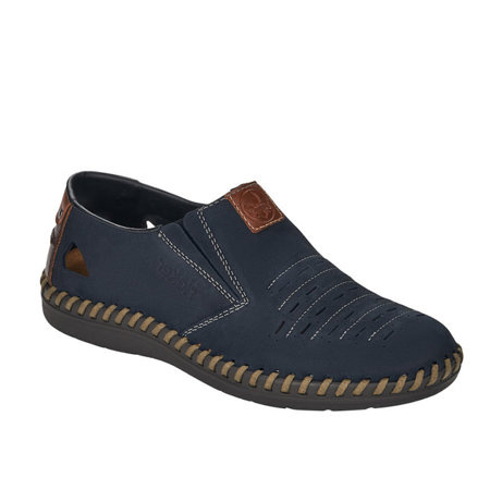 Mokasyny skórzane Rieker B2457-14 blue