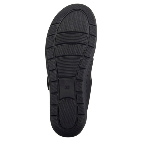 Buty Barefoot damskie na rzepy Helios 462 czarne skórzane Polskie