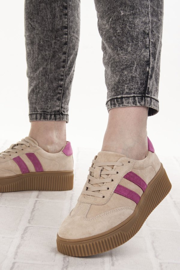 Beżowe sneakersy damskie Filippo DP6776/25 BE FH buty sportowe skórzane