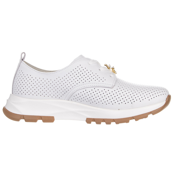 Białe sneakersy ażurowe damskie Artiker 54C1810 white skórzane