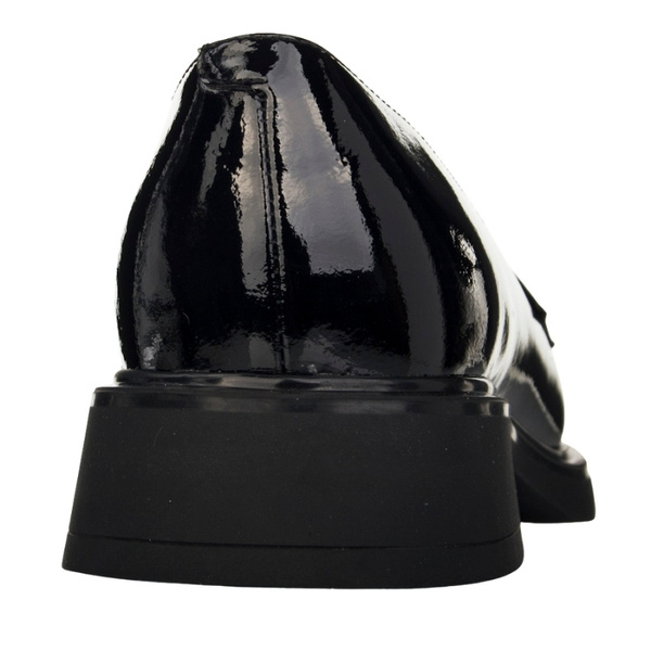 Lakierowane lordsy damskie Filippo DP6928/25 BK WH czarne z ozdobą