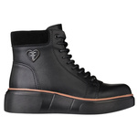 Czarne Botki na platformie damskie Filippo DBT7128/25 BK skórzane