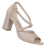 Beżowe sandałki damskie skórzane Kotyl 4317 beż lico buty taneczne