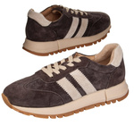 Brązowe sneakersy zamszowe Venezia V408-00395 z paskami naturalna skóra