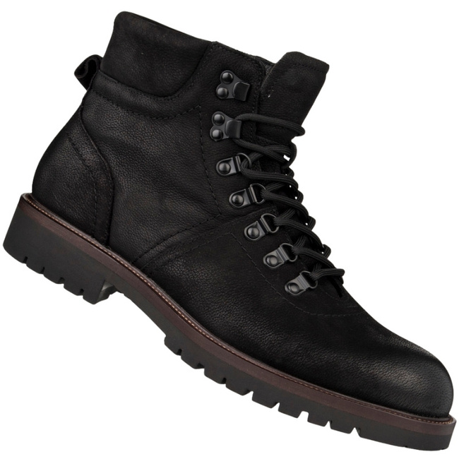 Botki męskie trzewiki zimowe Venezia V437-00752-01BLA czarne ocieplone