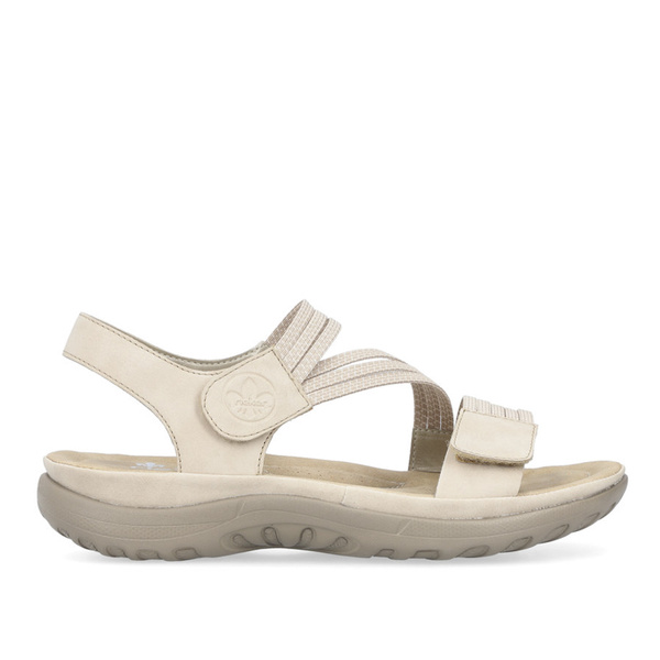 Sandały damskie na rzepy beżowe Rieker 64870-62 Beige z gumkami