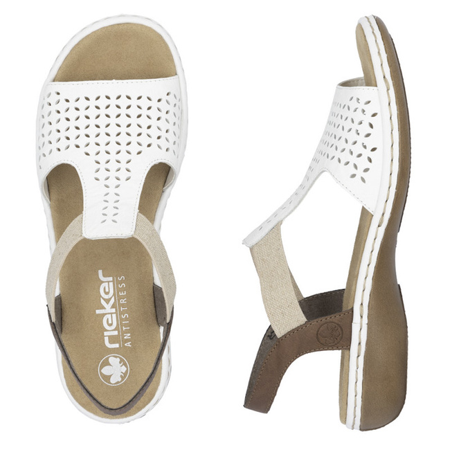 Sandały płaskie sportowe damskie Rieker 65917-80 białe wsuwane